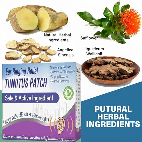 تخفيف طنين الأذن لرنين الأذن، رقعة تخفيف طنين الأذن تقلل بشكل فعال من رنين الأذن، والضوضاء الطنين وعدم الراحة في الأذن، 50 قطعة من رقع علاج طنين الأذن بتركيبة خفيفة، محمولة للنساء والرجال in Kuwait