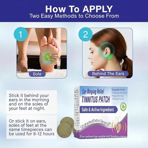 تخفيف طنين الأذن لرنين الأذن، رقعة تخفيف طنين الأذن تقلل بشكل فعال من رنين الأذن، والضوضاء الطنين وعدم الراحة في الأذن، 50 قطعة من رقع علاج طنين الأذن بتركيبة خفيفة، محمولة للنساء والرجال in Kuwait