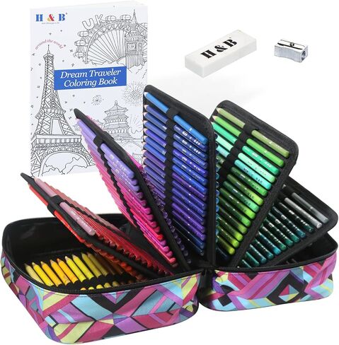 مجموعة أقلام الرصاص H&B 120 ، مجموعة قلم رصاص للفن للتلوين البالغين ، جوهر ناعم يعتمد على الزيت ، مثالي لتظليل التلوين ، مجموعة الفن للأطفال المبتدئين. in Kuwait