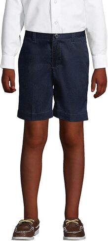 Lands' End Uniform Boys Plain Front Blend Chino Short Classic Navy Kids Husky 14 in Saudi Arabia