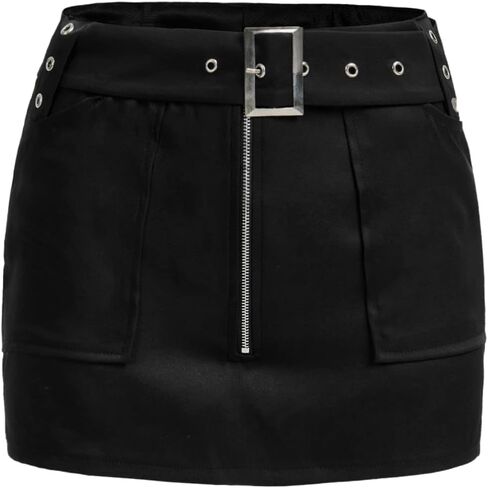 Women's Zip Up Belted Skort Grommet Belted Shorts in Saudi Arabia