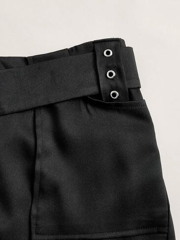 Women's Zip Up Belted Skort Grommet Belted Shorts in Saudi Arabia