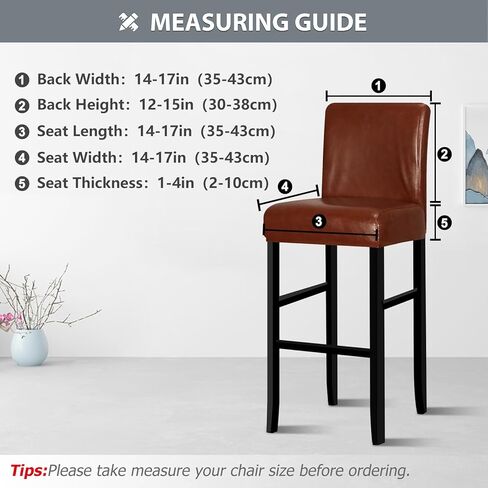 Lebaley 4 Pack Bar Stool Covers with Backs, Waterproof Stretch PU Leather Barstool Slipcovers for Counter Height Chairs 14"-17" Wide, Washable for Kitchen Pub Cafe (White) in Saudi Arabia