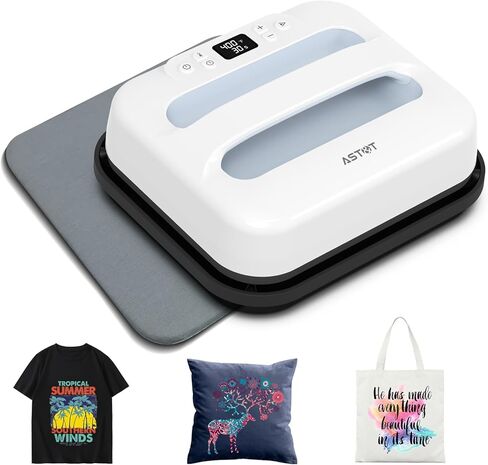 AST&T Heat Press Machine 12" x 10" Portable Easy Heat Press Heat Transfer for T-Shirts and HTV Vinyl Projects,White in Saudi Arabia