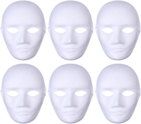 Totority Diy Paintable Pulp Peking Opera Masks 6-Pack 9.64 Inch Blank Masquerade Face Masks for Kids and Adults Party Craft Supplies in Saudi Arabia