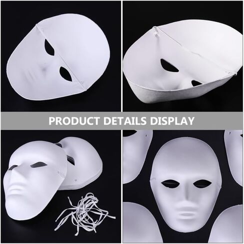 Totority Diy Paintable Pulp Peking Opera Masks 6-Pack 9.64 Inch Blank Masquerade Face Masks for Kids and Adults Party Craft Supplies in Saudi Arabia