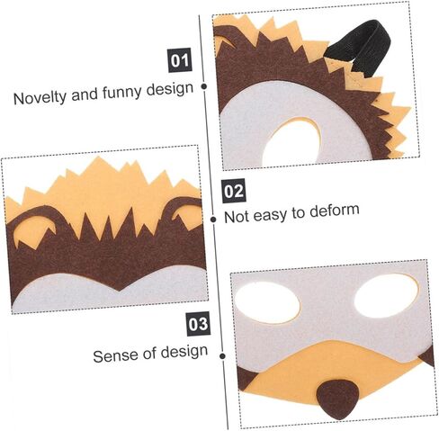 3Pcs Non Woven Cartoon Animal Masks Adorable Hedgehog Eye Masks for Parties Performances Comfortable Masquerade Party Supplies in Saudi Arabia