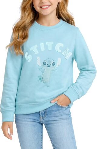 Disney Lilo and Stitch Girls Sweatshirt - Crew Neck Long Sleeve Pullover Fleece Graphic Sweatshirts for Girls (Sizes: 4-6) in Saudi Arabia