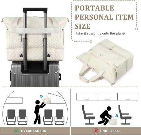 ETRONIK Travel Bag, Weekender Bags for Women, Personal Item Travel Bag with Wet Pocket, Duffel Bag for Travel with Shoes Compartment, 37L Hospital Bag for Labor and Delivery(Beige) in Saudi Arabia