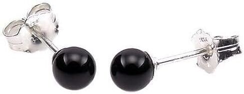 Trustmark 925 فضة استرلينية 4 ملم أقراط كروية من العقيق الأسود in Kuwait