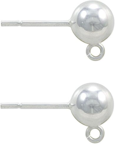 JewelrySupply Sterling Silver 5.6mm Ball Post Earrings with Open Ring (1 Pair of Sterling Silver Earrings) in Saudi Arabia