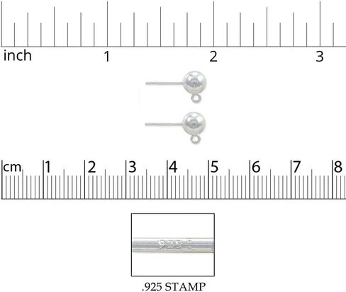 JewelrySupply Sterling Silver 5.6mm Ball Post Earrings with Open Ring (1 Pair of Sterling Silver Earrings) in Saudi Arabia