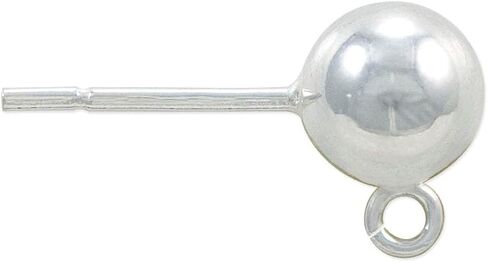 JewelrySupply Sterling Silver 5.6mm Ball Post Earrings with Open Ring (1 Pair of Sterling Silver Earrings) in Saudi Arabia