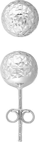 JewelStop 14K White Gold 7mm Ball Stud Earrings with Diamond Cut Textured Finish and Push Back Clasp in Saudi Arabia