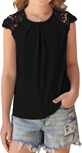 blibean Teen Girls Summer Tshirt Short Sleeve Button Tops Size 6-15 Years in Kuwait