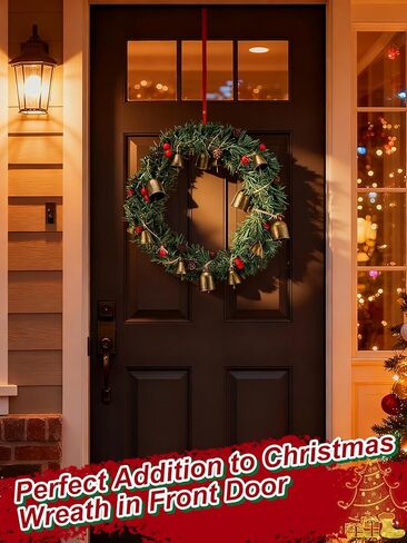 16 Pcs Vintage Christmas Bells Decorations - 6.5ft Bronze Cow Christmas Bell Garland Ornaments for Xmas Tree/Front Door/Fireplace/Stair Railing/Wall Decor in Saudi Arabia