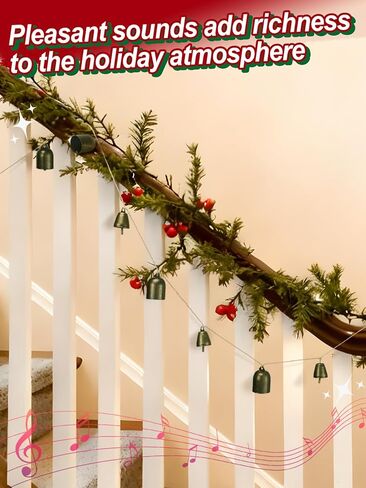 16 Pcs Vintage Christmas Bells Decorations - 6.5ft Bronze Cow Christmas Bell Garland Ornaments for Xmas Tree/Front Door/Fireplace/Stair Railing/Wall Decor in Saudi Arabia
