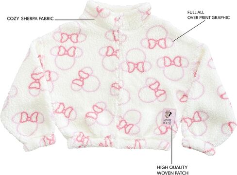 Disney Minnie Mouse Girls Sherpa Coat Jacket, Fleece Mock Neck Full Zip Coat for Little Girls 4-6X in Saudi Arabia