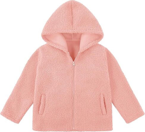 Toddler Girls Fleece Jacket Fleece Full Zip Hooded Jacket with Pockets Fall Winter Fuzzy Outwear Coat for Girls in Saudi Arabia
