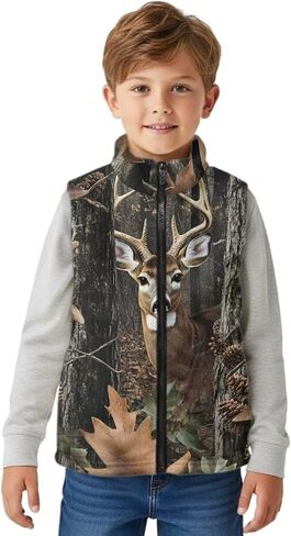 Kids Fleece Vest Girls Boys Sleeveless Jacket Size 2-12, Zip Stand-up Collar Winter Outerwear with Pockets in Kuwait