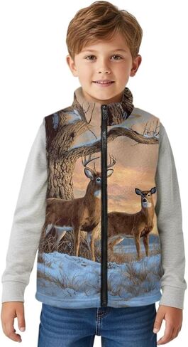 Kids Fleece Vest Girls Boys Sleeveless Jacket Size 2-12, Zip Stand-up Collar Winter Outerwear with Pockets in Kuwait