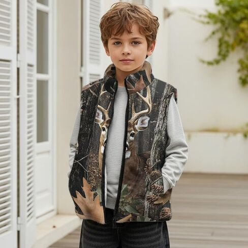 Kids Fleece Vest Girls Boys Sleeveless Jacket Size 2-12, Zip Stand-up Collar Winter Outerwear with Pockets in Kuwait
