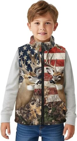 Kids Fleece Vest Girls Boys Sleeveless Jacket Size 2-12, Zip Stand-up Collar Winter Outerwear with Pockets in Kuwait