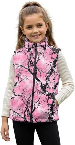 Kids Fleece Vest Girls Boys Sleeveless Jacket Size 2-12, Zip Stand-up Collar Winter Outerwear with Pockets in Kuwait