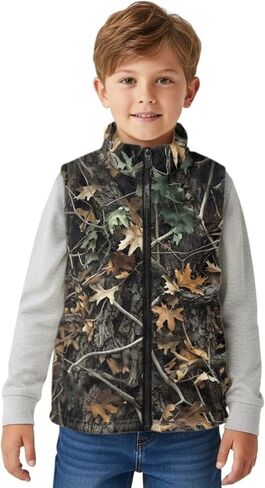 Kids Fleece Vest Girls Boys Sleeveless Jacket Size 2-12, Zip Stand-up Collar Winter Outerwear with Pockets in Kuwait
