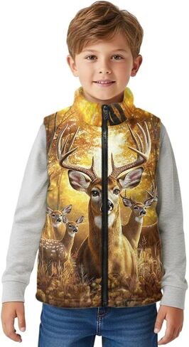 Kids Fleece Vest Girls Boys Sleeveless Jacket Size 2-12, Zip Stand-up Collar Winter Outerwear with Pockets in Kuwait