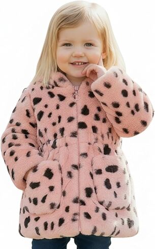 JiAmy Toddler Kids Winter Faux Fur Coat Warm Fleece Jacket Soft Fluffy Zip Up Outwear in Saudi Arabia