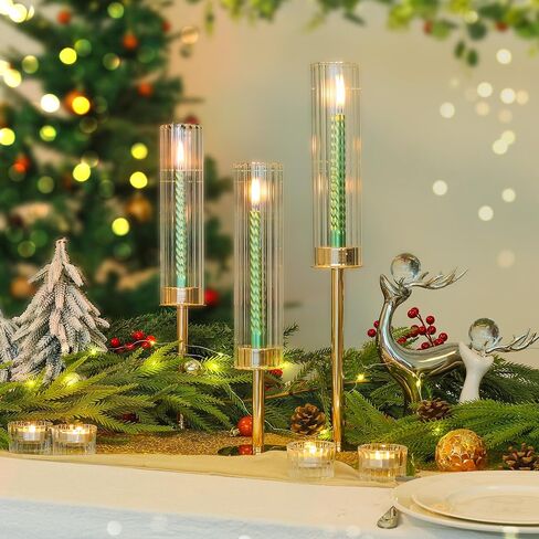 Tall Hurricane Glass Candlestick Holders for Taper Candles Table Centerpiece Decor Wedding Christmas Home Celebration (18, Gold) in Saudi Arabia