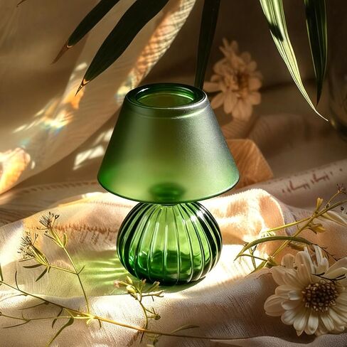 Table Lamp-Shaped Glass Hurricane Candle Holder,Crystal-Decorated Candle Holder,Tea Lights and Electronic Candles, Vintage Decoration,Warm Gift.Wedding Party Supplies,Christmas Dark Green in Saudi Arabia