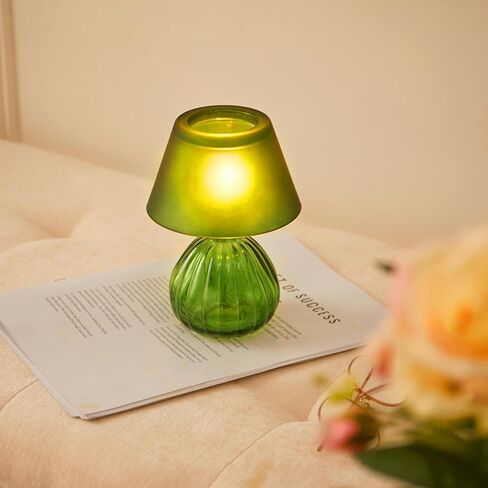 Table Lamp-Shaped Glass Hurricane Candle Holder,Crystal-Decorated Candle Holder,Tea Lights and Electronic Candles, Vintage Decoration,Warm Gift.Wedding Party Supplies,Christmas Dark Green in Saudi Arabia