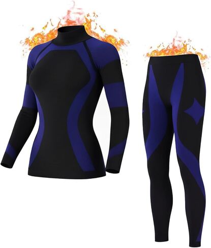 Inno Seamless Thermal Underwear for Women Pajama Set Sports Ski Warm Base Layer Set Winter Fall Cold Weather Top and Bottom in Kuwait