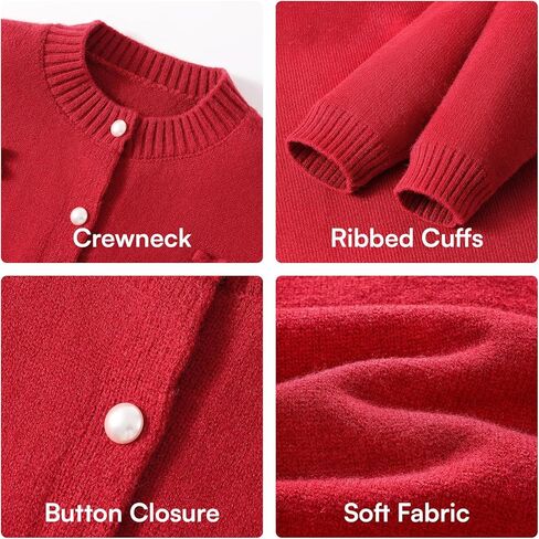 Girls Christmas Cardigan Long Sleeve Button Up Sweater Cute Bow Knitted Crop Outwear 5-14 Years in Saudi Arabia