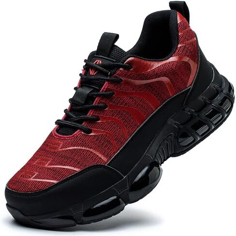 Mens Steel Toe Work Shoes Construction Safety Shoes Puncture Proof Anti Smashing Non Slip Light Weight Comfortable Fashion Red US 10 in Saudi Arabia