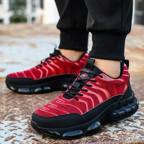 Mens Steel Toe Work Shoes Construction Safety Shoes Puncture Proof Anti Smashing Non Slip Light Weight Comfortable Fashion Red US 10 in Saudi Arabia