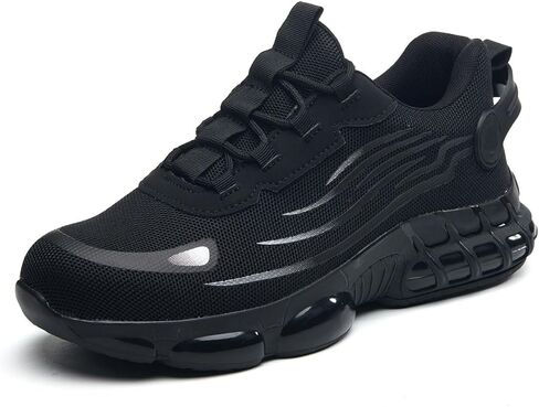 Steel Toe Shoes for Men Safety Work Shoes Slip Resistant Puncture Proof Shoes Indestructible Lightweight Comfortable Sneakers Ergonomic Design Black Size US 8.5 in Saudi Arabia
