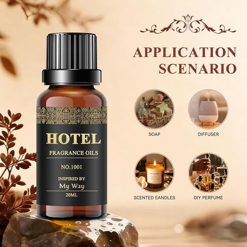Hotel Diffuser Oil Set - Inspired by My Way, Baccarat, Westin White Tea, Santal, 24k Magic, Ritz-Carlton Hotel Scent Essential Oil Set Large Capacity, 20ml - (Pack of 6) in Saudi Arabia