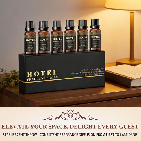 Hotel Diffuser Oil Set - Inspired by My Way, Baccarat, Westin White Tea, Santal, 24k Magic, Ritz-Carlton Hotel Scent Essential Oil Set Large Capacity, 20ml - (Pack of 6) in Saudi Arabia