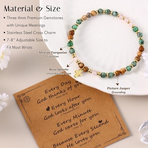 8 قطع أساور متقاطعة للنساء هدايا مسيحية - سوار متقاطع مطرز 4 مم ملهمة لتأكيد عيد الميلاد المعمودية هدايا عيد الميلاد أساور من الحجر الطبيعي مجوهرات in Kuwait