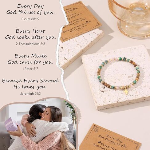 8 قطع أساور متقاطعة للنساء هدايا مسيحية - سوار متقاطع مطرز 4 مم ملهمة لتأكيد عيد الميلاد المعمودية هدايا عيد الميلاد أساور من الحجر الطبيعي مجوهرات in Kuwait