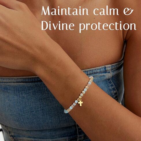 8 قطع أساور متقاطعة للنساء هدايا مسيحية - سوار متقاطع مطرز 4 مم ملهمة لتأكيد عيد الميلاد المعمودية هدايا عيد الميلاد أساور من الحجر الطبيعي مجوهرات in Kuwait