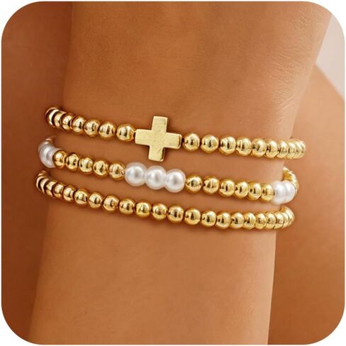 مجموعة هدايا أساور مطرزة للنساء، مطلية بالذهب عيار 14 قيراط، طبقات قابلة للتكديس وقابلة للتعديل، مجموعات هدايا مجوهرات، حشوات للتخزين in Kuwait