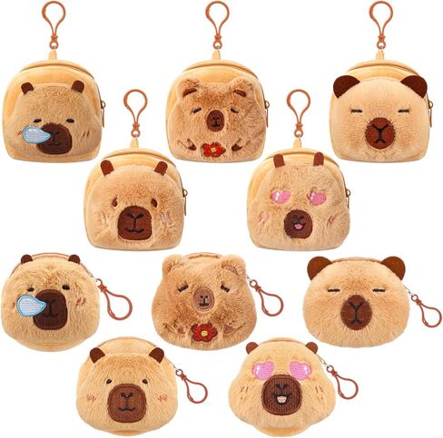 Hillban 10 قطع Capybara أفخم عملة المحفظة الحقيبة كابيبارا دمية عملة المحفظة Kawaii محفظة الإبداعية سحر المحمولة حقيبة شنقا الديكور سماعات الأذن حالة لطيف البسيطة محافظ صغيرة للنساء الحيوان هدية الحزب in Saudi Arabia