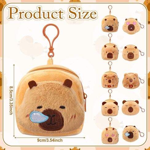 Hillban 10 قطع Capybara أفخم عملة المحفظة الحقيبة كابيبارا دمية عملة المحفظة Kawaii محفظة الإبداعية سحر المحمولة حقيبة شنقا الديكور سماعات الأذن حالة لطيف البسيطة محافظ صغيرة للنساء الحيوان هدية الحزب in Saudi Arabia