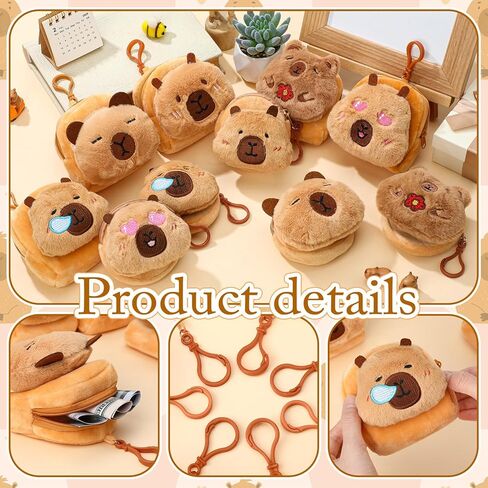 Hillban 10 قطع Capybara أفخم عملة المحفظة الحقيبة كابيبارا دمية عملة المحفظة Kawaii محفظة الإبداعية سحر المحمولة حقيبة شنقا الديكور سماعات الأذن حالة لطيف البسيطة محافظ صغيرة للنساء الحيوان هدية الحزب in Saudi Arabia