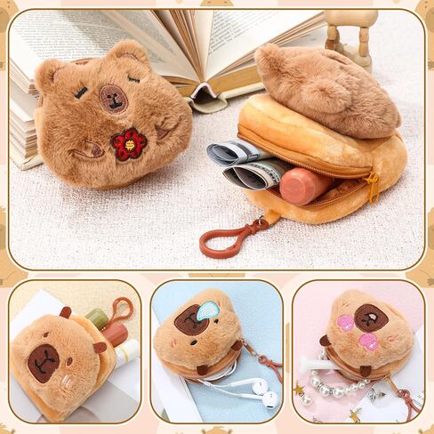 Hillban 10 قطع Capybara أفخم عملة المحفظة الحقيبة كابيبارا دمية عملة المحفظة Kawaii محفظة الإبداعية سحر المحمولة حقيبة شنقا الديكور سماعات الأذن حالة لطيف البسيطة محافظ صغيرة للنساء الحيوان هدية الحزب in Saudi Arabia