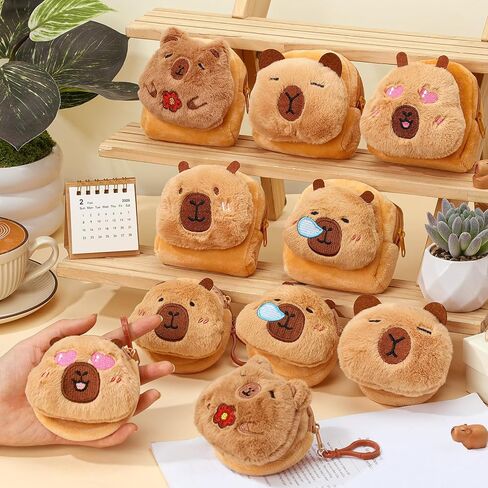 Hillban 10 قطع Capybara أفخم عملة المحفظة الحقيبة كابيبارا دمية عملة المحفظة Kawaii محفظة الإبداعية سحر المحمولة حقيبة شنقا الديكور سماعات الأذن حالة لطيف البسيطة محافظ صغيرة للنساء الحيوان هدية الحزب in Saudi Arabia